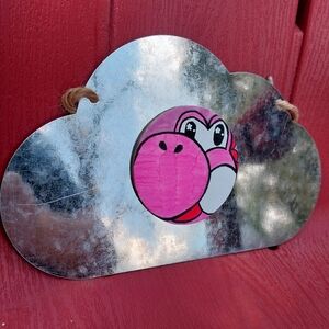Pink Yoshi Hand Drawn (by me!) Canvas Magnet.